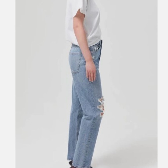 Agolde 90's Jeans Wander Distressed Mid Rise Loose Fit Sz 27 - Picture 2 of 10